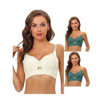 3 Packs Women's Wide Straps High Back Padded Lace Push Up Full Coverage Bralette