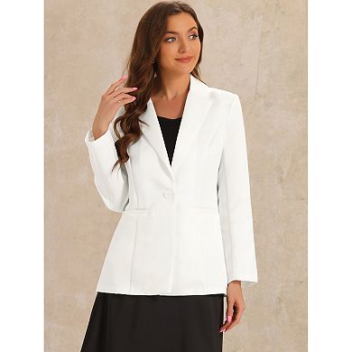 Casual Blazers For Women's Long Sleeve Lapel Open Front Button With Pockets Work Blazer Jackets