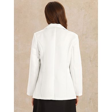 Casual Blazers For Women's Long Sleeve Lapel Open Front Button With Pockets Work Blazer Jackets