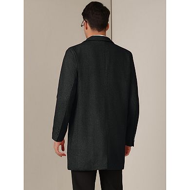 Herringbone Overcoats For Men's Classic Fit Single Breasted Winter Trench Coat