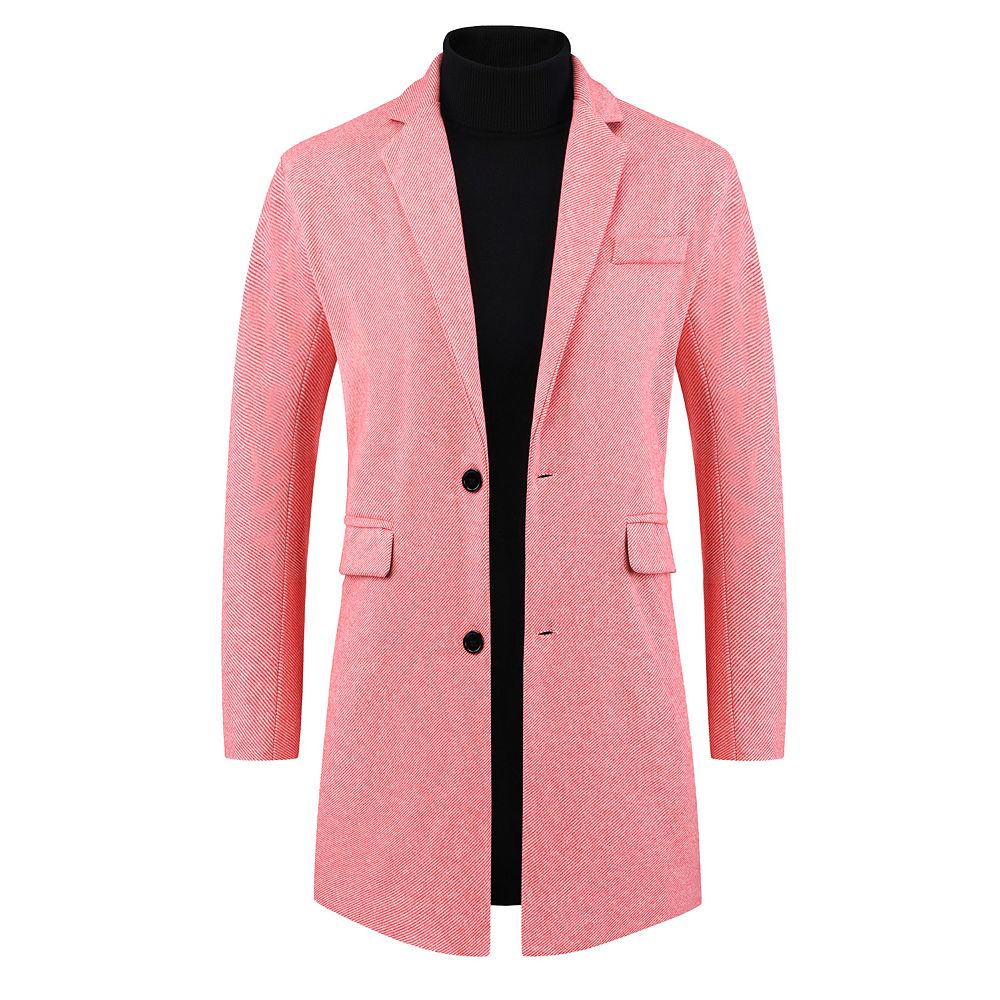 Herringbone Overcoats For Men's Classic Fit Single Breasted Winter