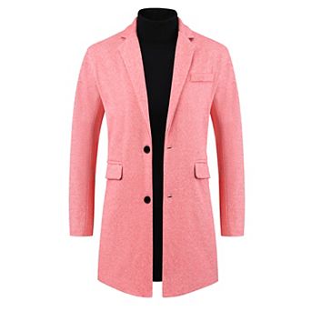 Herringbone Overcoats For Men's Classic Fit Single Breasted Winter Trench Coat