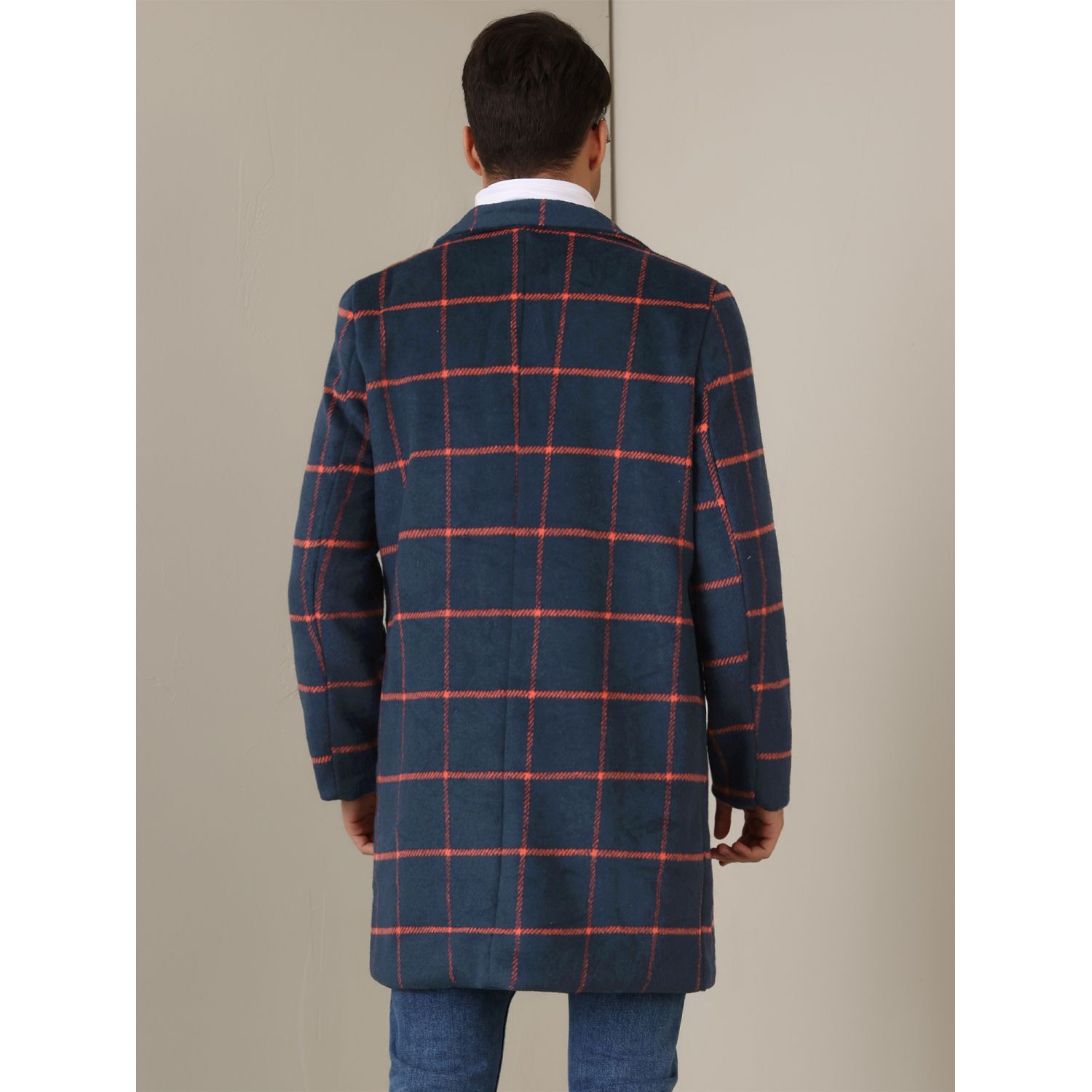 Wool Blend Mens Checkered Peacoat Lauren Ralph Lauren Mens Wool