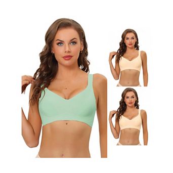 3 Packs Women's Wireless No Show Smooth Comfort Adjustable Straps Minimizers Bra
