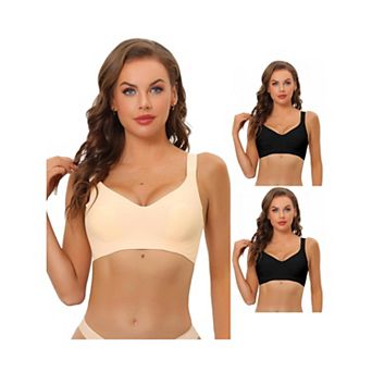 3 Packs Women's Wireless No Show Smooth Comfort Adjustable Straps Minimizers Bra