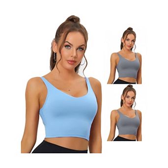 3 Packs Women's Workout Fitness Longline Wireless Padded Yoga Sports Bra With Medium Support