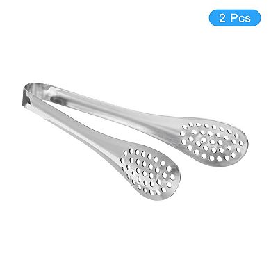 2 Pcs 7" Ice Tongs, Mini Sugar Tongs For Appetizers, Dessert, Tea Party, Bar, Cafe Silver