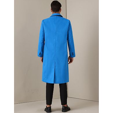 Long Trench Coat For Men's Classic Notched Lapel Double Breasted Overcoats