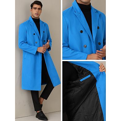 Long Trench Coat For Men's Classic Notched Lapel Double Breasted Overcoats