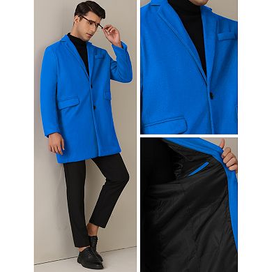 Winter Coat For Men's Notched Collar Single Breasted Long Trench Coats