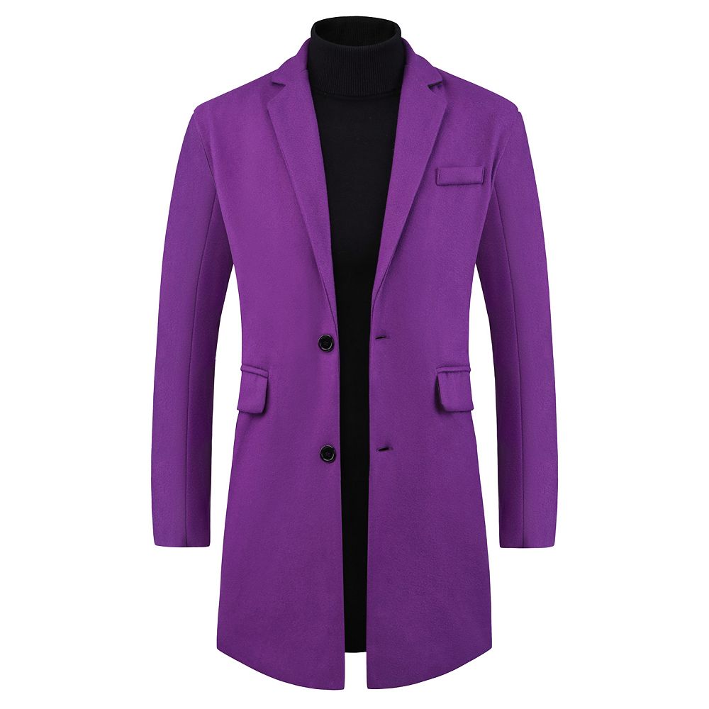 Winter Coat For Men's Notched Collar Single Breasted Long