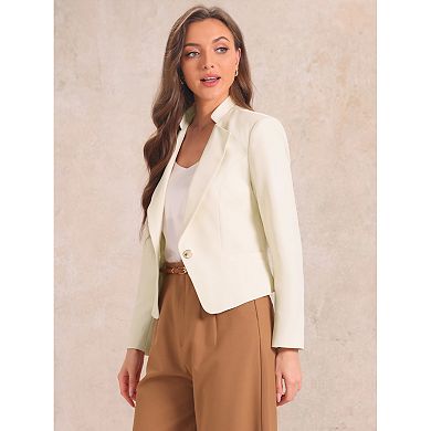 Casual Work Blazer For Women's Long Sleeve Lapel Button Pockets Suit Jacket