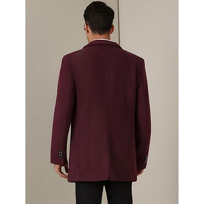 Men's Winter Trench Coat Single Breasted Slim Fit Business Long Overcoats