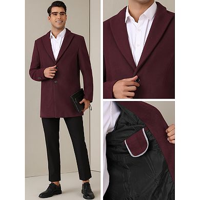 Men's Winter Trench Coat Single Breasted Slim Fit Business Long Overcoats