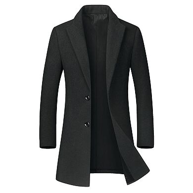 Men's Winter Trench Coat Single Breasted Slim Fit Business Long Overcoats