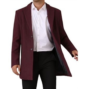Men's Winter Trench Coat Single Breasted Slim Fit Business Long Overcoats