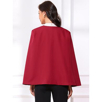 Cape Sleeve Blazer for Women's Business Work Open Front Casual Jacket Coat
