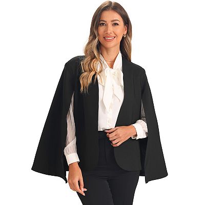 Cape Sleeve Blazer For Women's Business Work Open Front Casual Jacket Coat