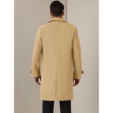 Winter Trench Coat For Men's Double Breasted Formal Notched Lapel Long Overcoat