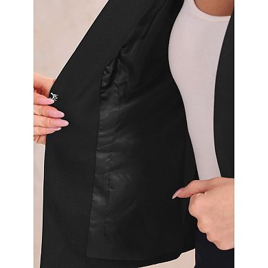 3/4 Sleeved Open Front Blazer For Women Suit Jacket Work Office Casual Blazers With Zipper Pockets