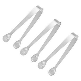 3 pc 6" Ice Tongs, Mini Sugar Tongs For Appetizers, Dessert, Tea Party, Bar, Cafe Silver