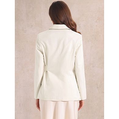 Single Button Blazer For Women's Work Office Lapel Long Sleeve Belted Jacket Suit Blazer