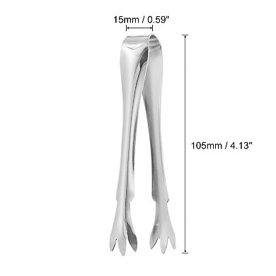 2 Pcs 4" Ice Tongs, Mini Sugar Tongs For Appetizers, Dessert, Tea Party, Bar, Cafe Silver