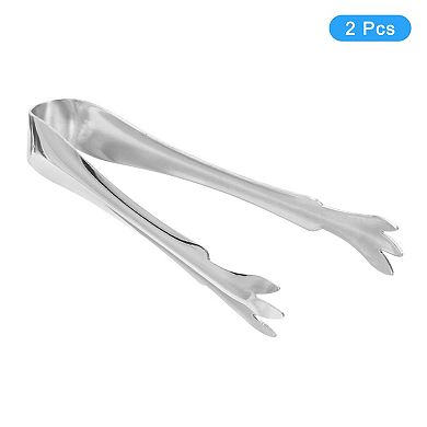 2 Pcs 4" Ice Tongs, Mini Sugar Tongs For Appetizers, Dessert, Tea Party, Bar, Cafe Silver