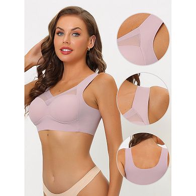 3 Packs Women's Push Up Minimizer Full Coverage Mesh Wirefree Bras