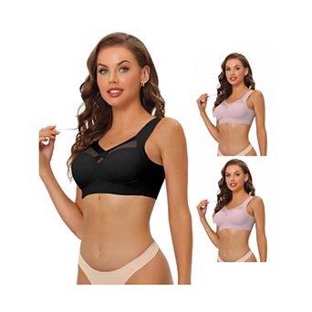 3 Packs Women's Push Up Minimizer Full Coverage Mesh Wirefree Bras