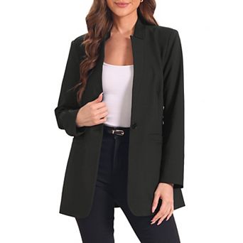 Single Button Blazer For Women's Work Office Lapel Long Sleeve Jacket Suit Blazer