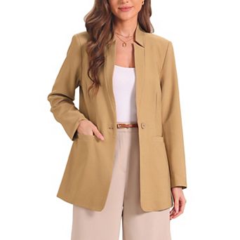 Single Button Blazer For Women's Work Office Lapel Long Sleeve Jacket Suit Blazer