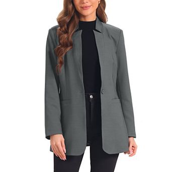 Single Button Blazer For Women's Work Office Lapel Long Sleeve Jacket Suit Blazer