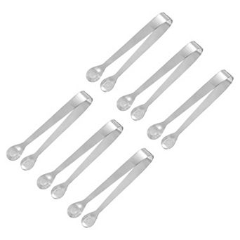 6 pc 6" Stainless Steel Ice Tongs, Mini Sugar Tongs For Appetizers, Dessert, Tea Party, Cafe