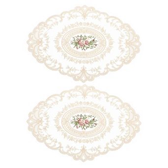 Retro Lace Placemat Oval Embroidered Table Place Mats French Crochet Doilies Coasters Cup Mat