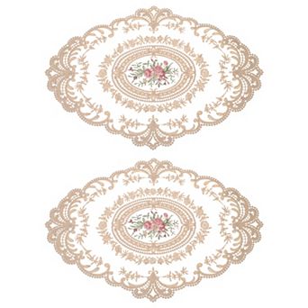 Retro Lace Placemat Oval Embroidered Table Place Mats French Crochet Doilies Coasters Cup Mat