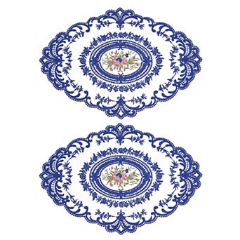 Retro Lace Placemat Oval Embroidered Table Place Mats French Crochet Doilies Coasters Cup Mat