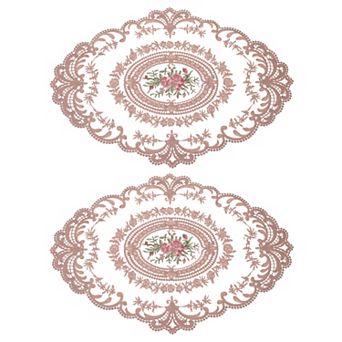 Retro Lace Placemat Oval Embroidered Table Place Mats French Crochet Doilies Coasters Cup Mat