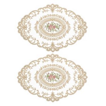 Retro Lace Placemat Oval Embroidered Table Place Mats French Crochet Doilies Coasters Cup Mat