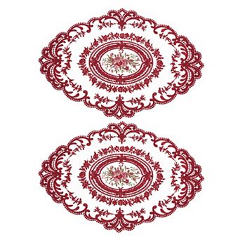 Retro Lace Placemat Oval Embroidered Table Place Mats French Crochet Doilies Coasters Cup Mat