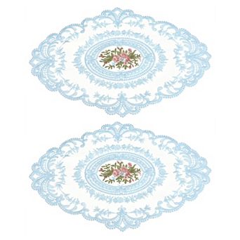 Retro Lace Placemat Oval Embroidered Table Place Mats French Crochet Doilies Coasters Cup Mat