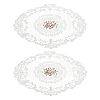 Retro Lace Placemat Oval Embroidered Table Place Mats French Crochet Doilies Coasters Cup Mat