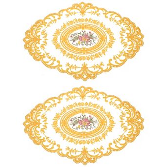 Retro Lace Placemat Oval Embroidered Table Place Mats French Crochet Doilies Coasters Cup Mat