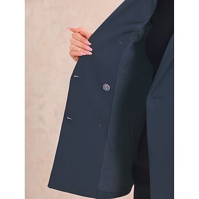 Work Office Blazers For Women's Lapel Collar Shoulder Pads Double Breasted Suit Blazer Jacket