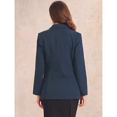 Work Office Blazers For Women's Lapel Collar Shoulder Pads Double Breasted Suit Blazer Jacket