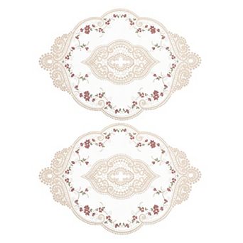 Retro Lace Placemat Oval Embroidered Table Place Mats French Crochet Doilies Coaster Cup Mat