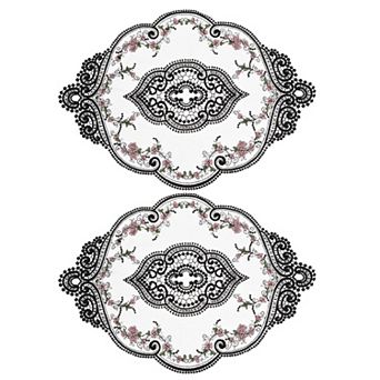 Retro Lace Placemat Oval Embroidered Table Place Mats French Crochet Doilies Coaster Cup Mat
