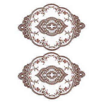 Retro Lace Placemat Oval Embroidered Table Place Mats French Crochet Doilies Coaster Cup Mat