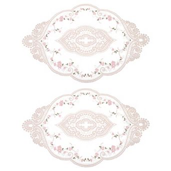 Retro Lace Placemat Oval Embroidered Table Place Mats French Crochet Doilies Coaster Cup Mat