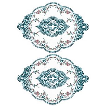 Retro Lace Placemat Oval Embroidered Table Place Mats French Crochet Doilies Coaster Cup Mat